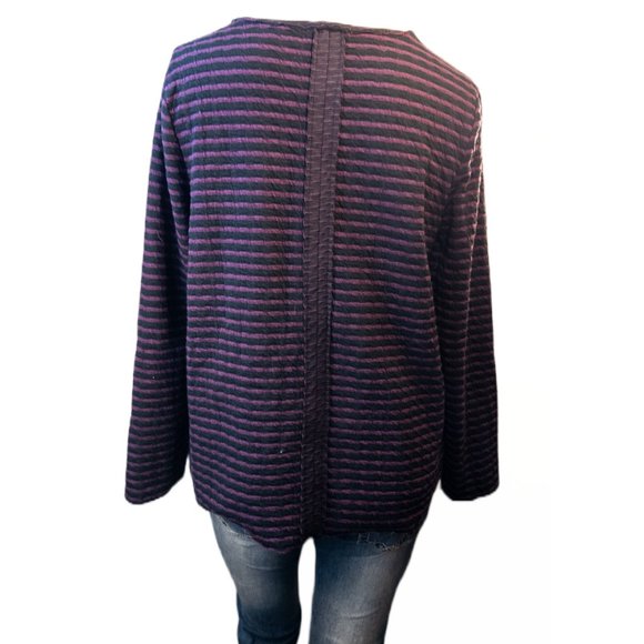 Habitat Womens Size Small Cardigan Blue Purple Stripe Round Neck Long Sleeve Top - Picture 3 of 10